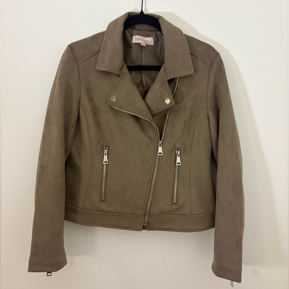 NWOT Philosophy women’s Faux Suede Jacket Size M Tan